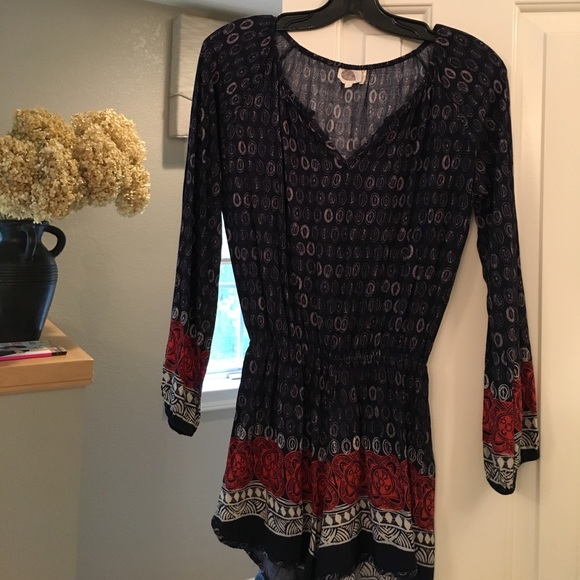 ANTHROPOLOGY LILKA ROMPER NAVY & RED - Picture 9 of 12